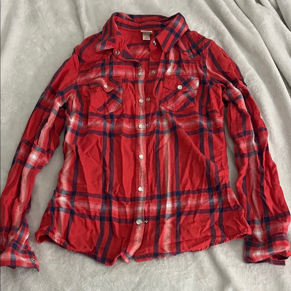 Mossimo Supply Co. Red Plaid Button Down Shirt